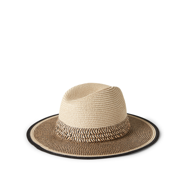 Natural/Black Frayed Colour-Blocked Fedora Lauren 2