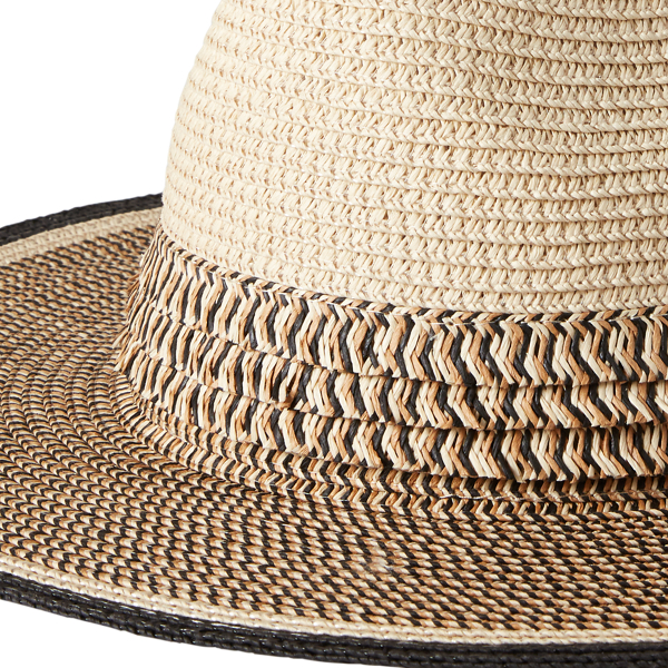 Natural/Black Frayed Colour-Blocked Fedora Lauren 3
