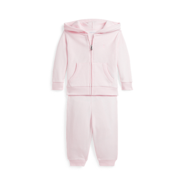 Delicate Pink French Terry Hoodie & Pant Set Baby Girl 1