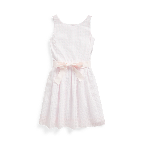 Windowpane Cotton-Blend Dress Girls 7-14 Years 1