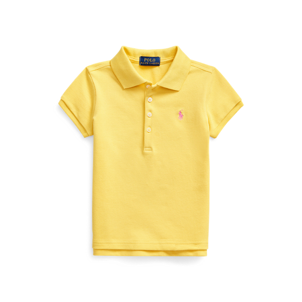 Stretch Cotton Mesh Polo Shirt Girls 1.5-6.5 Years 1