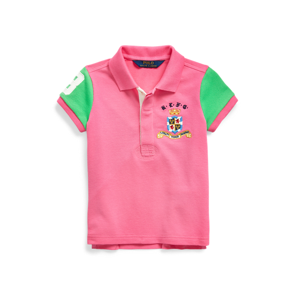 Pieced Stretch Mesh Polo Shirt Girls 1.5-6.5 Years 1