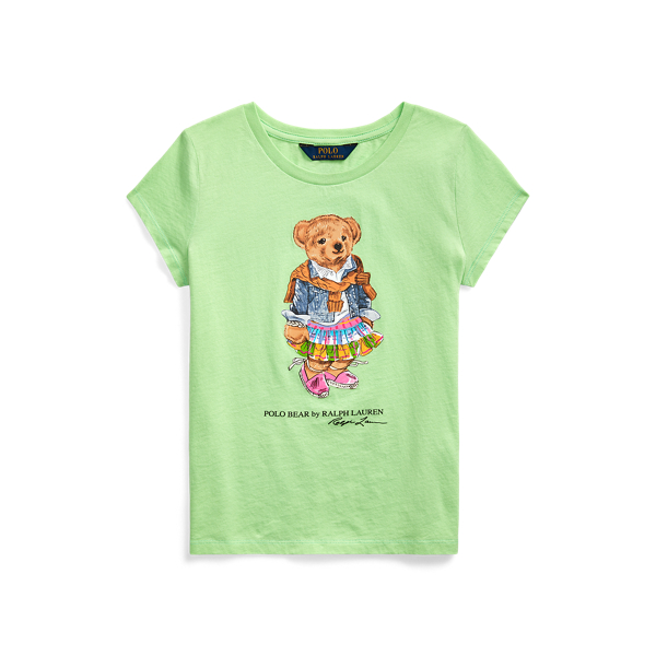 Madras Bear Cotton Jersey Tee Girls 7-14 Years 1