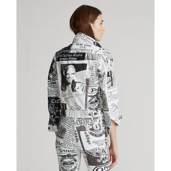 Newspaper Print Graphic-Print Denim Jacket Polo Ralph Lauren 4