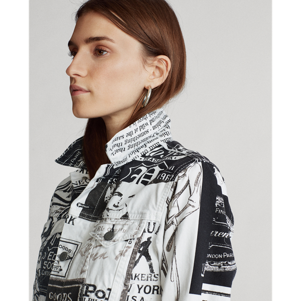 Newspaper Print Graphic-Print Denim Jacket Polo Ralph Lauren 5