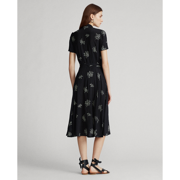 Black Rose Floral Rose-Print Midi Dress Polo Ralph Lauren 5