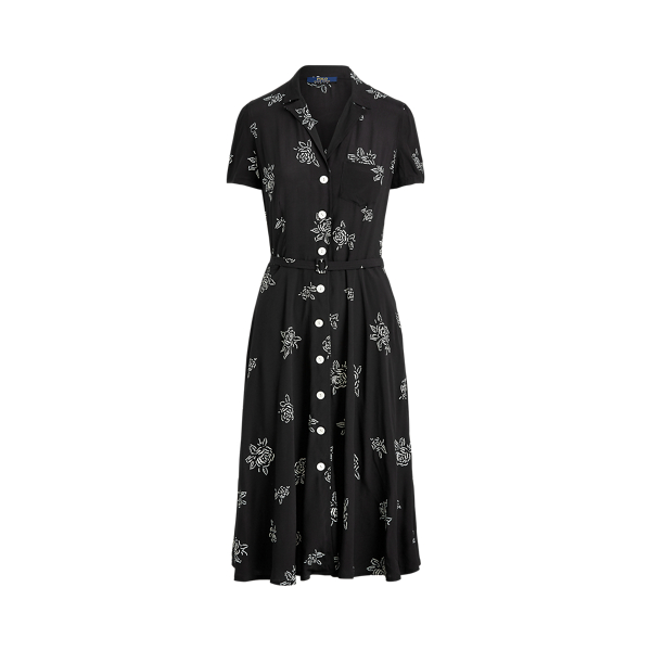 Rose-Print Midi Dress