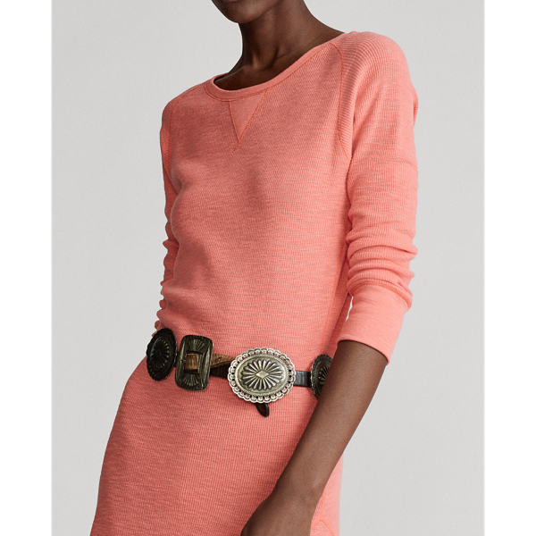 Ruby Coral Waffle-Knit Henley Dress Polo Ralph Lauren 7