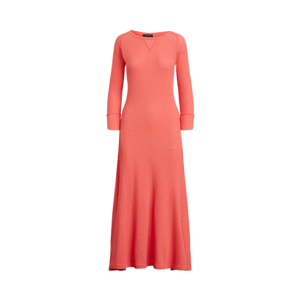 Ruby Coral Waffle-Knit Henley Dress Polo Ralph Lauren 2