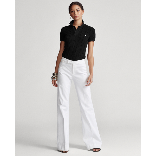 Black Cable-Knit Polo Shirt Polo Ralph Lauren 3