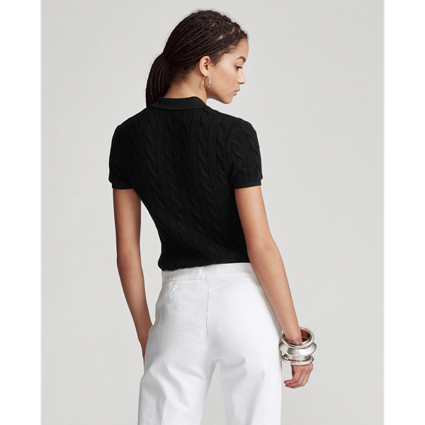 Black Cable-Knit Polo Shirt Polo Ralph Lauren 4