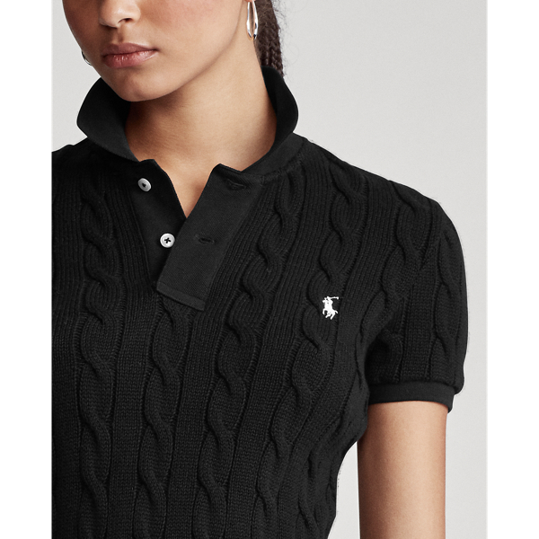 Black Cable-Knit Polo Shirt Polo Ralph Lauren 5