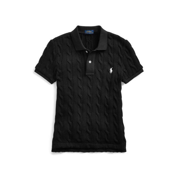 Black Cable-Knit Polo Shirt Polo Ralph Lauren 2