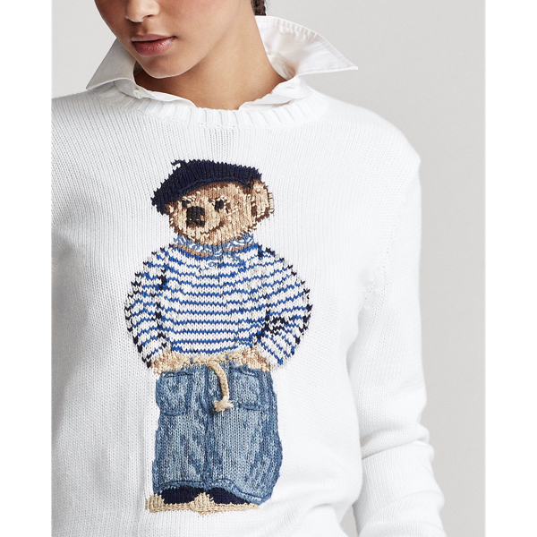 White Polo Bear Cotton Jumper Polo Ralph Lauren 5