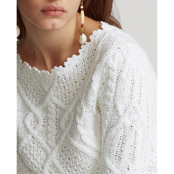 White Aran-Knit Jumper Polo Ralph Lauren 5