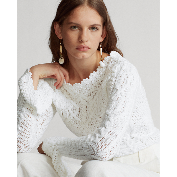 White Aran-Knit Jumper Polo Ralph Lauren 7