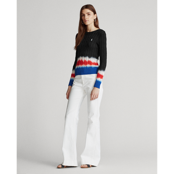 Black Multi Tie-Dye Cable-Knit Jumper Polo Ralph Lauren 3