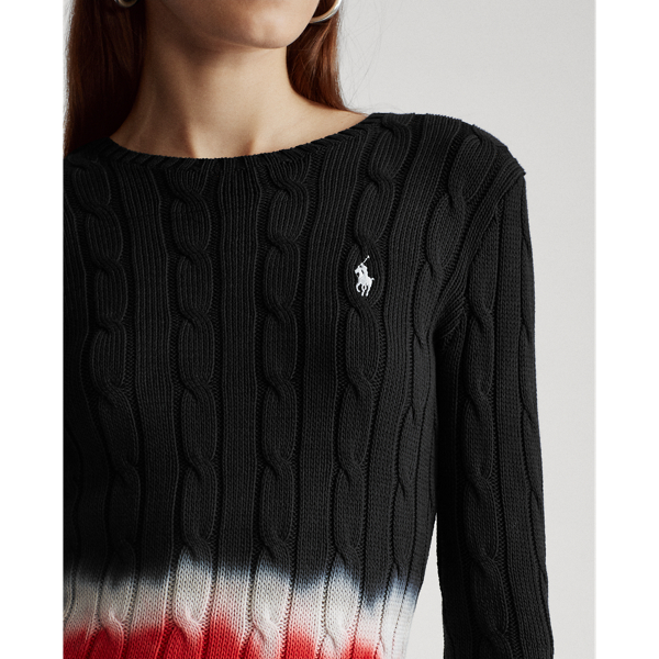 Black Multi Tie-Dye Cable-Knit Jumper Polo Ralph Lauren 5
