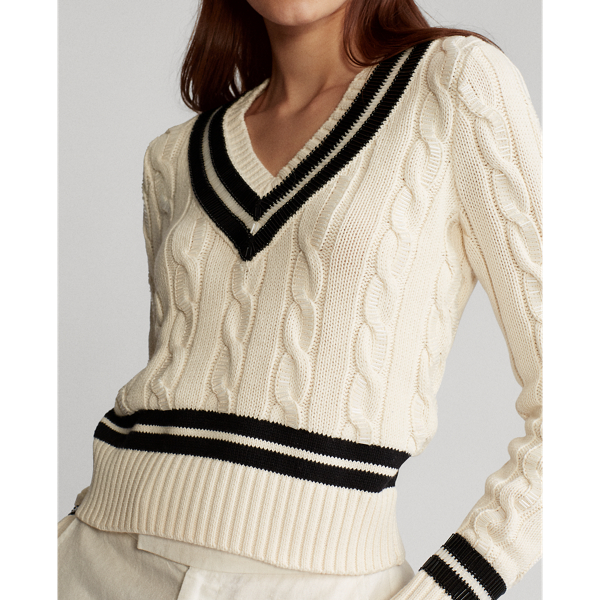 Cream/Black Beaded Cricket Jumper Polo Ralph Lauren 5