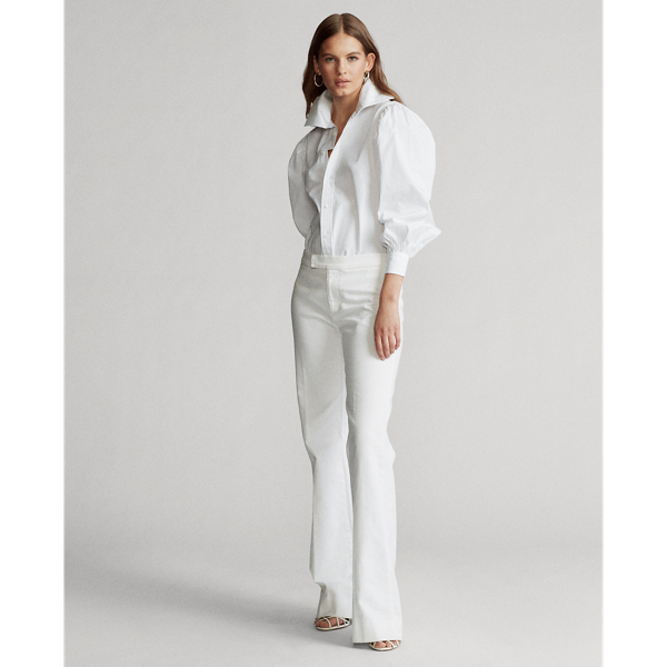 White Oversize Cotton Broadcloth Shirt Polo Ralph Lauren 3