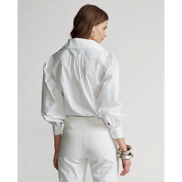 White Oversize Cotton Broadcloth Shirt Polo Ralph Lauren 5