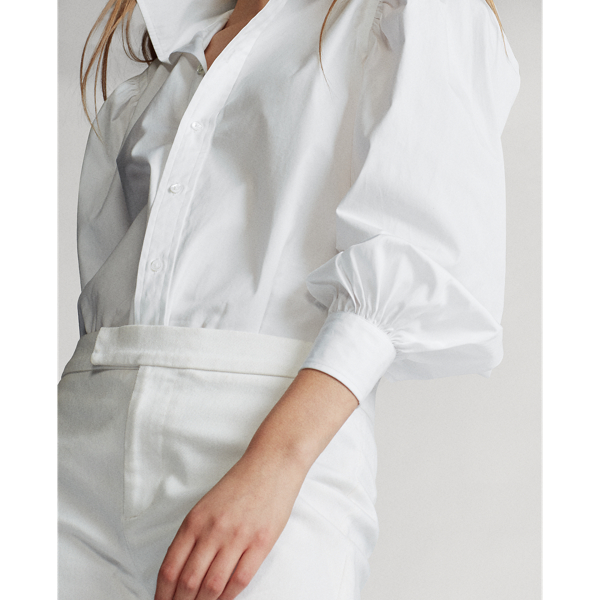 White Oversize Cotton Broadcloth Shirt Polo Ralph Lauren 6