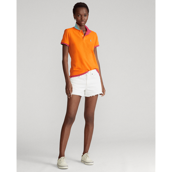 Fiesta Orange/Accent Pink Double-Knit Cotton Polo Shirt Polo Ralph Lauren 3