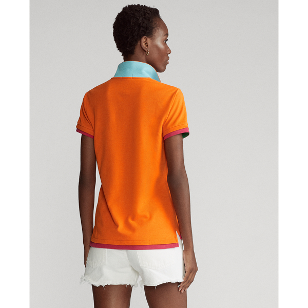 Fiesta Orange/Accent Pink Double-Knit Cotton Polo Shirt Polo Ralph Lauren 4
