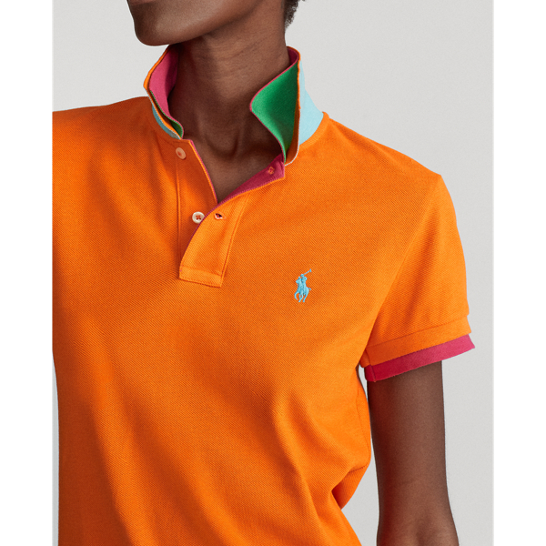 Fiesta Orange/Accent Pink Double-Knit Cotton Polo Shirt Polo Ralph Lauren 5