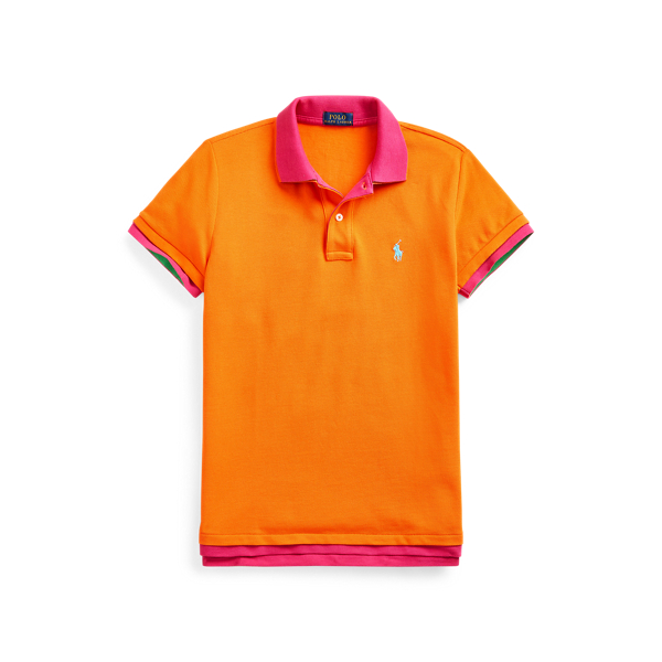Fiesta Orange/Accent Pink Double-Knit Cotton Polo Shirt Polo Ralph Lauren 2