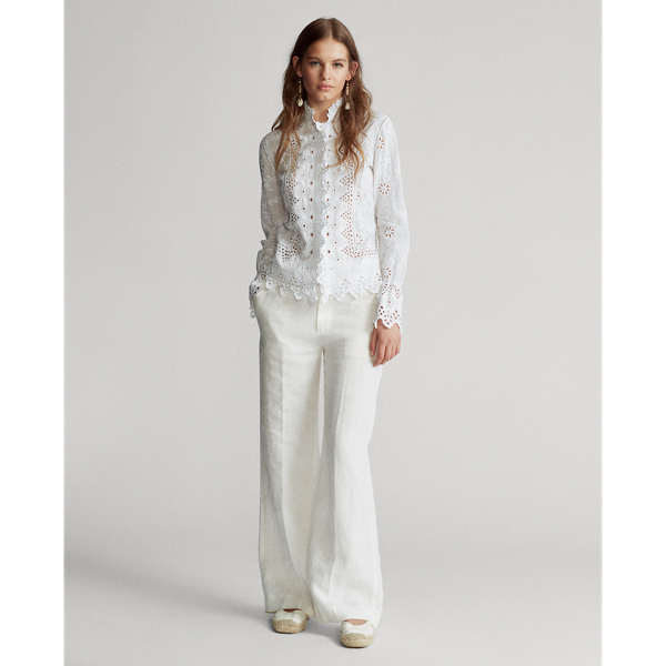 White Embroidered Eyelet Shirt Polo Ralph Lauren 3