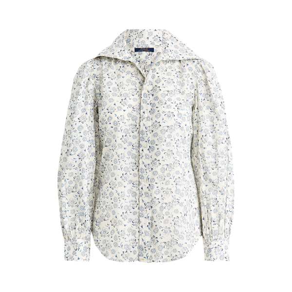 White/Blue Floral Floral Cotton Shirt Polo Ralph Lauren 2