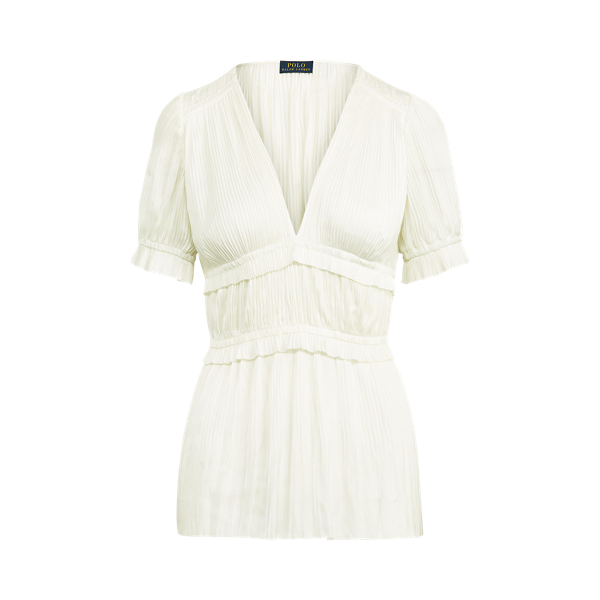 Pleated Satin Blouse Polo Ralph Lauren 1