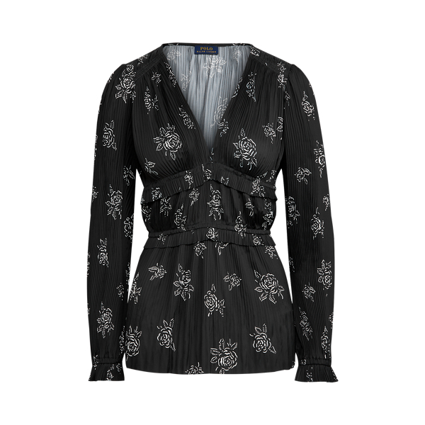 Pleated Rose-Print Blouse Polo Ralph Lauren 1