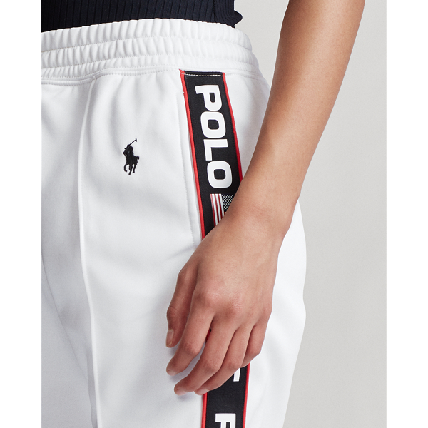 White Striped-Trim Fleece Tracksuit Trouser Polo Ralph Lauren 5