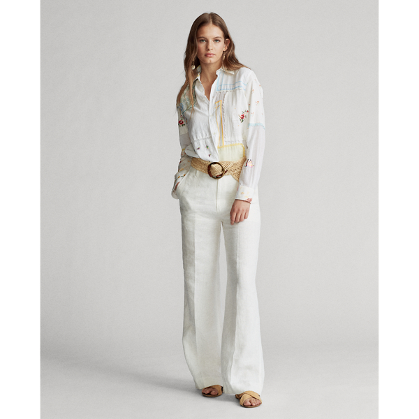 White Cotton Voile Patchwork Shirt Polo Ralph Lauren 3