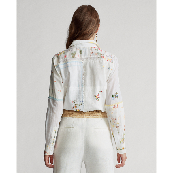 White Cotton Voile Patchwork Shirt Polo Ralph Lauren 5