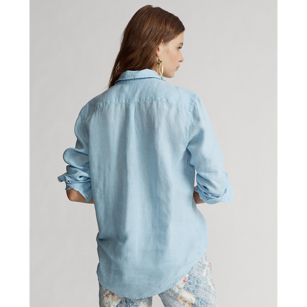 Powder Blue Linen Button-Down Shirt Polo Ralph Lauren 4