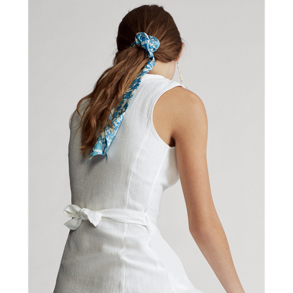 White Buttoned-Placket Linen Dress Polo Ralph Lauren 5