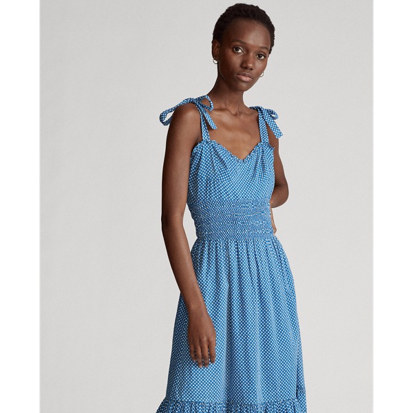 Mini Blue Star Print Star-Print Cotton Dress Polo Ralph Lauren 4