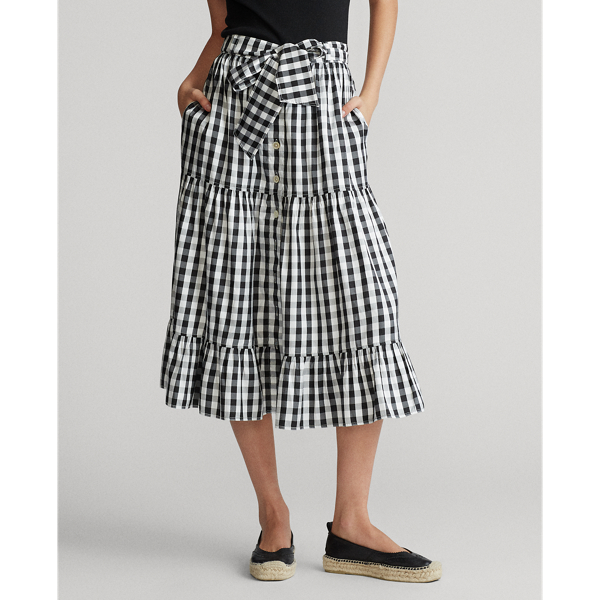 Polo Black/White Tiered Silk Skirt Polo Ralph Lauren 4