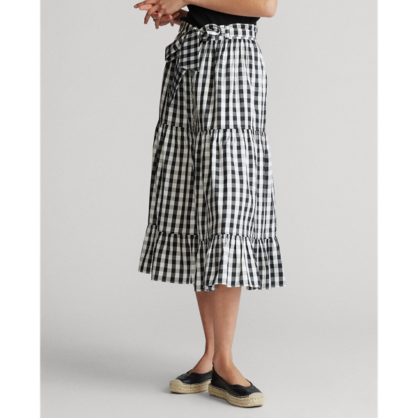 Polo Black/White Tiered Silk Skirt Polo Ralph Lauren 5