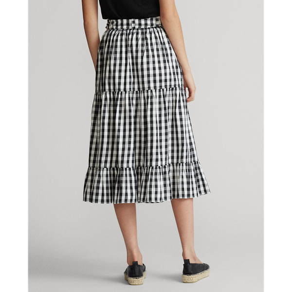 Polo Black/White Tiered Silk Skirt Polo Ralph Lauren 6