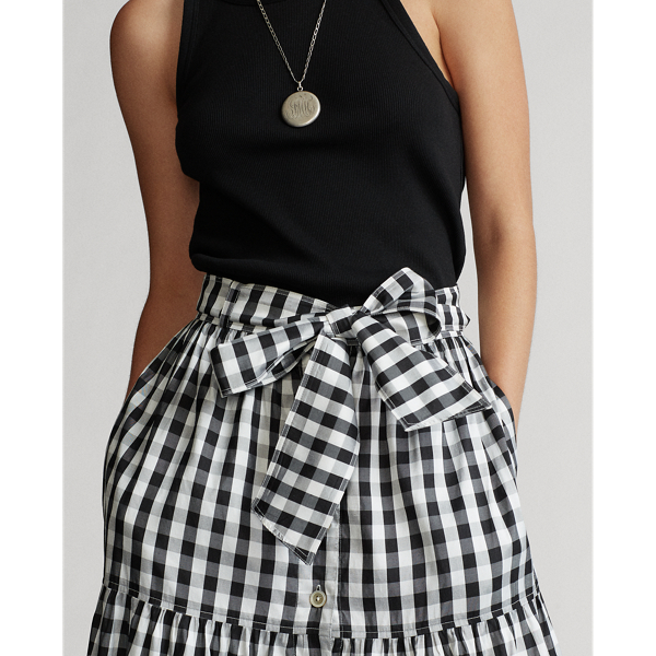 Polo Black/White Tiered Silk Skirt Polo Ralph Lauren 7