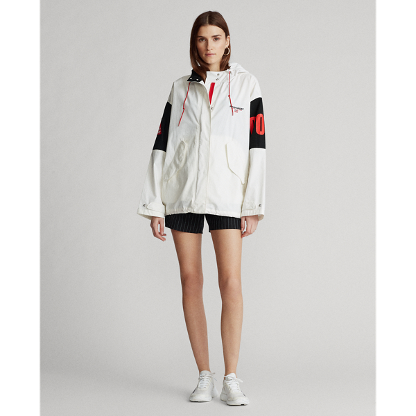 Ceramic White/Polo Black Cotton Hooded Jacket Polo Ralph Lauren 4