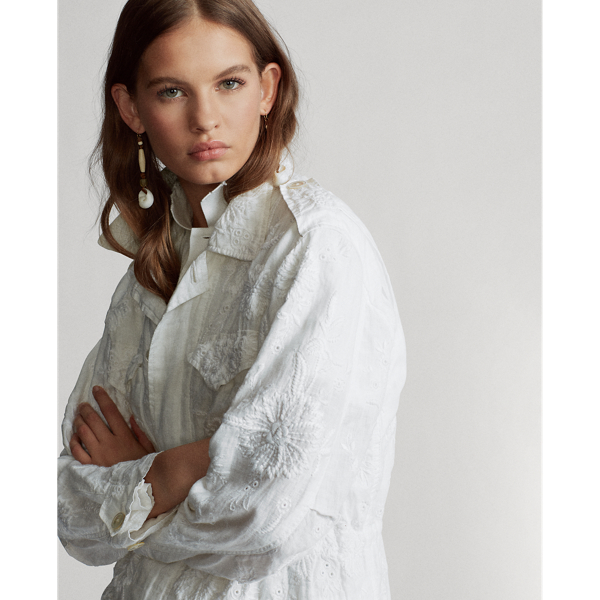 White Eyelet Linen Jacket Polo Ralph Lauren 5