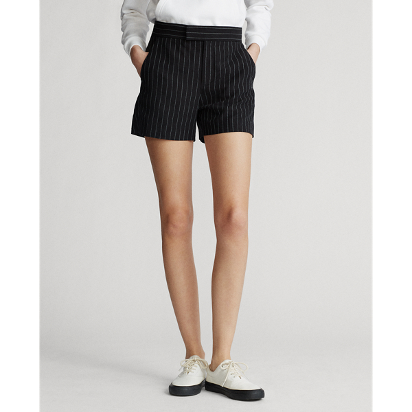 Black/Cream Stripe Pinstripe Linen Short Polo Ralph Lauren 3