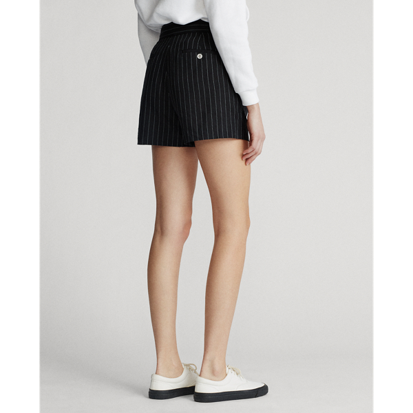Black/Cream Stripe Pinstripe Linen Short Polo Ralph Lauren 4
