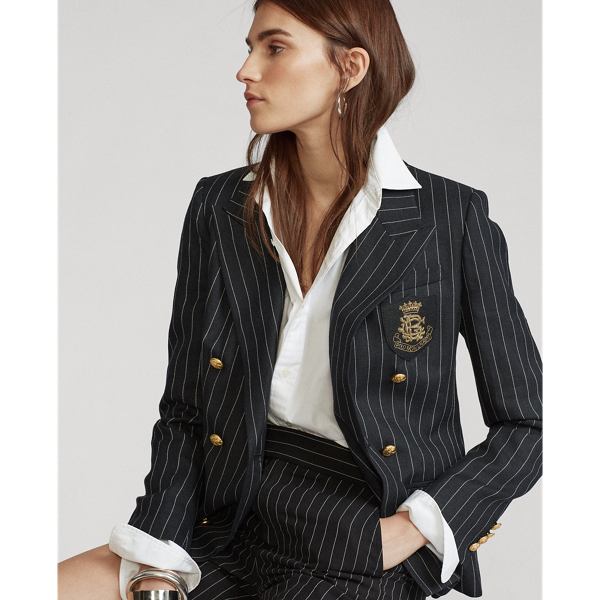 Black/Cream Pinstripe Pinstripe Linen-Blend Blazer Polo Ralph Lauren 5