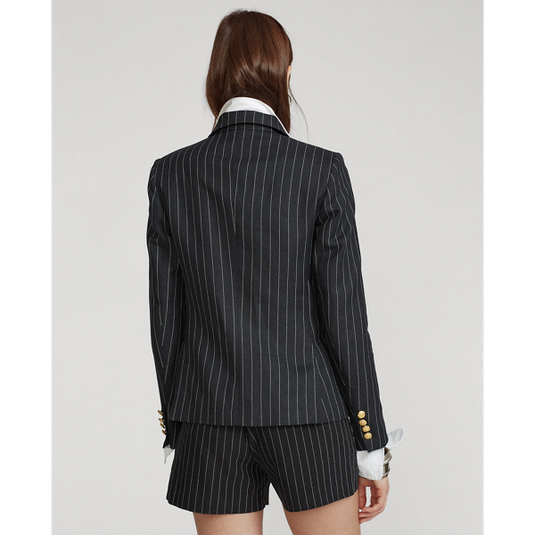 Black/Cream Pinstripe Pinstripe Linen-Blend Blazer Polo Ralph Lauren 6